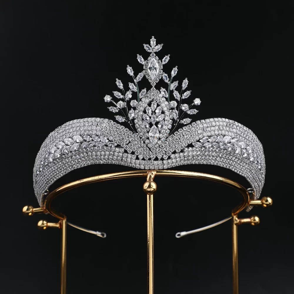 Vintage Arab Classic Dubai 24K Gold Plated Cubic Zirconia Crown Bridal Hair Accessories Tiara Women Wedding Crowns - Image 6