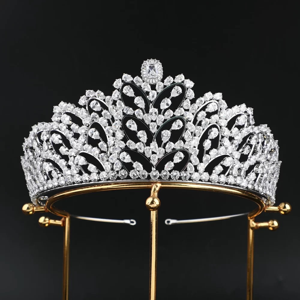 Trendy Zircon Gold Plated Crowns Bridal Hair Accessories Tiara in Hair Jewelry Wedding Crown - Image 4