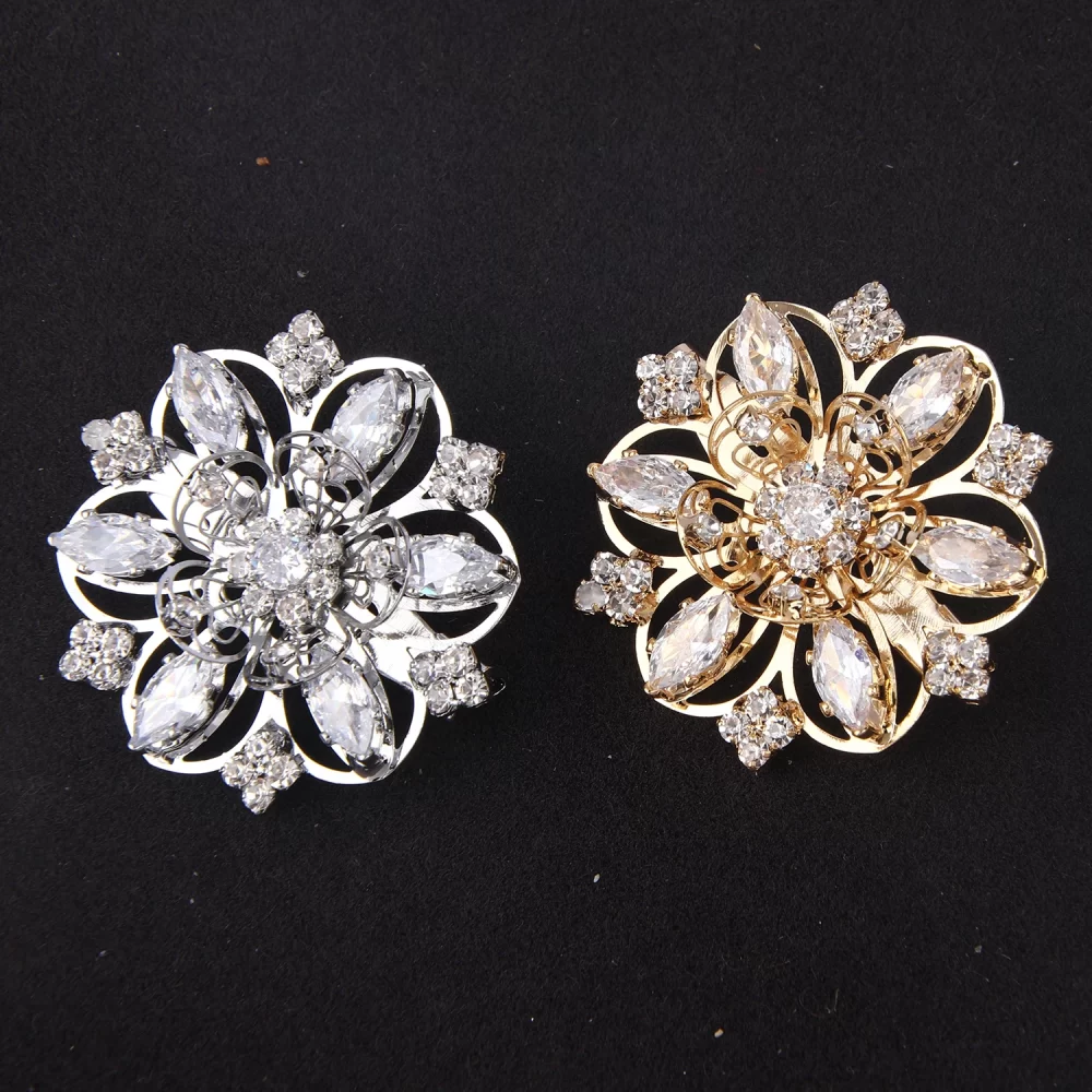 Fashion Jewelry Bling Zircon Gold Plated Hollow 3D Flower Brooches Luxury Women Brooch Pin - Image 4