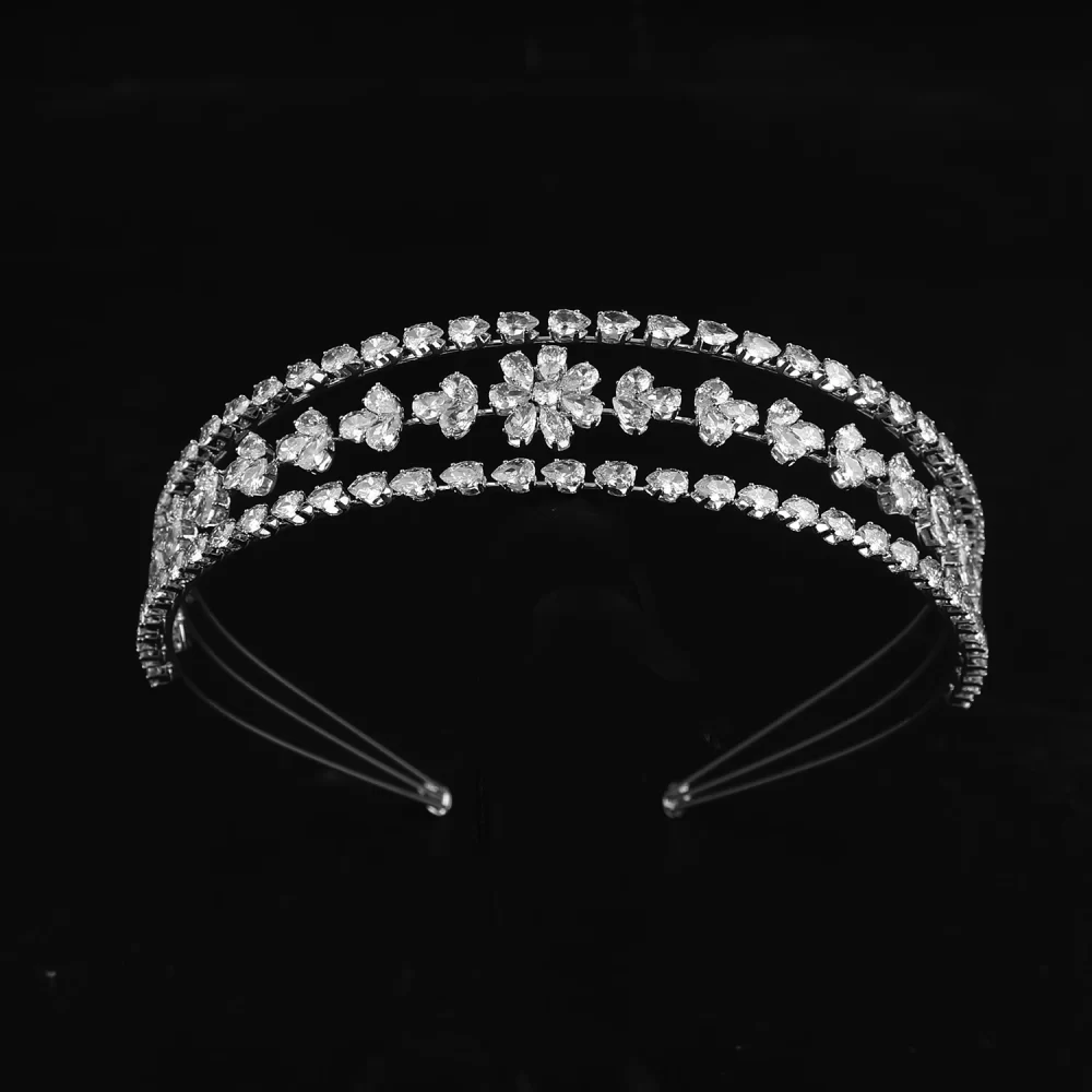 Platinum Plated/24K Gold Plated Zircon Headpiece Fashion Jewelry Handmade Luxury Headbands for Women Hair Accessories Hairbands