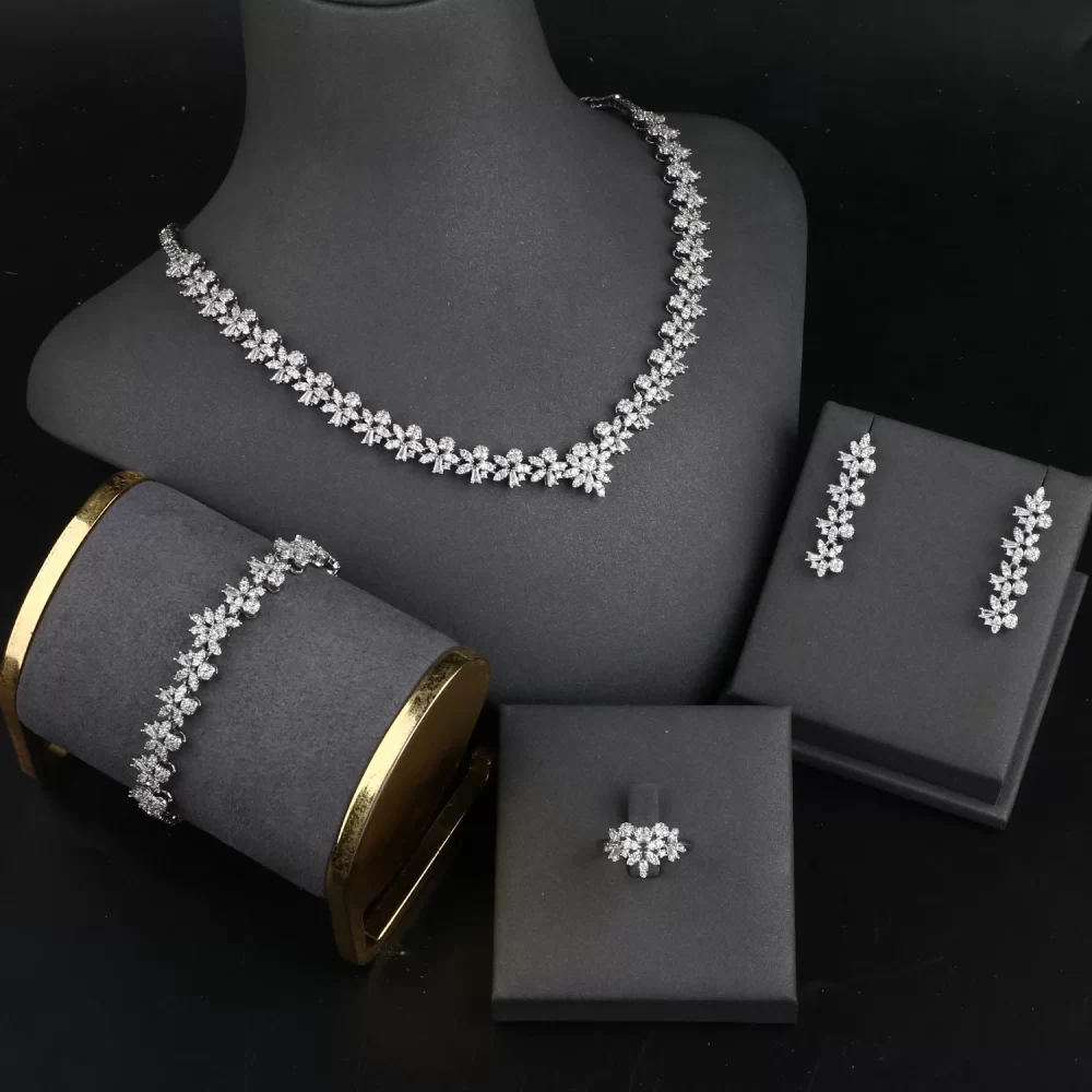 2024 New High Quality Necklace Earrings Bracelet Ring Set Exquisite Jewellery Women Bridal Jewelry Set