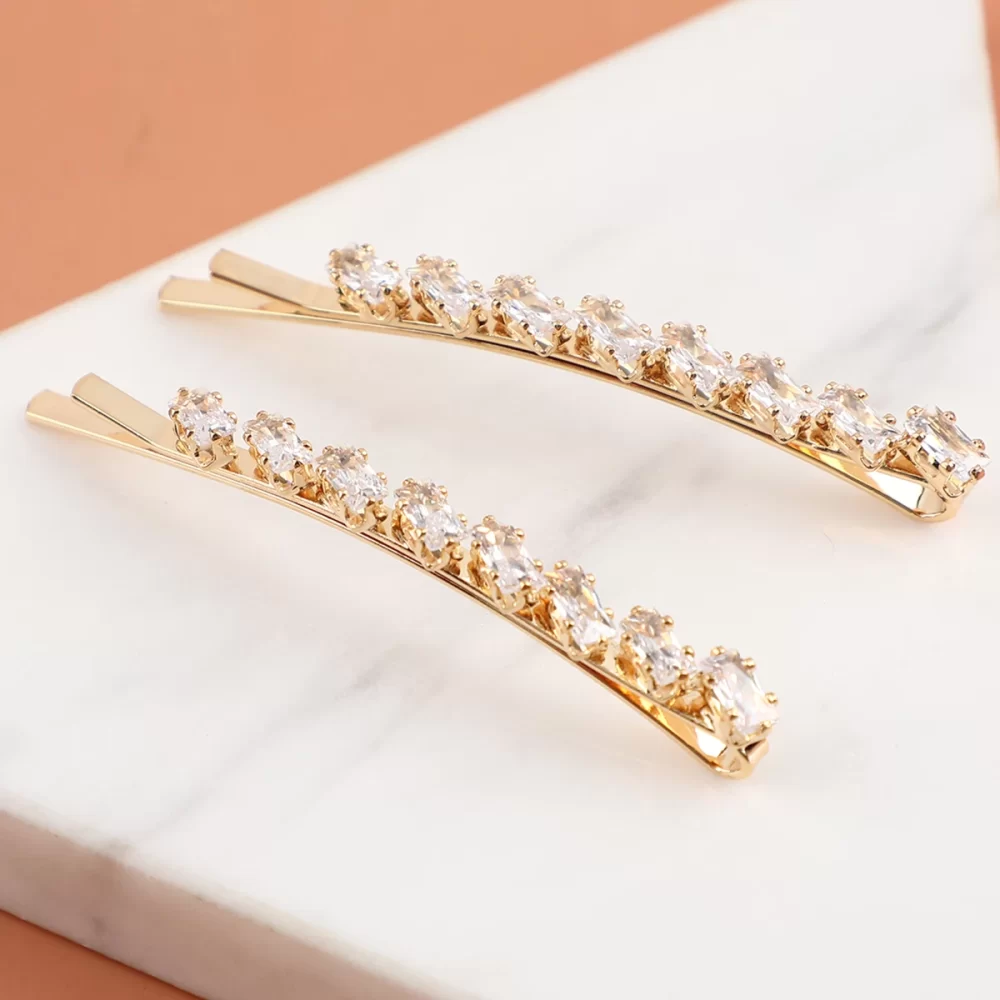 fashion sparkling zircon stone hair clips and pins for women hijab brooch diamante hairpin - Image 3