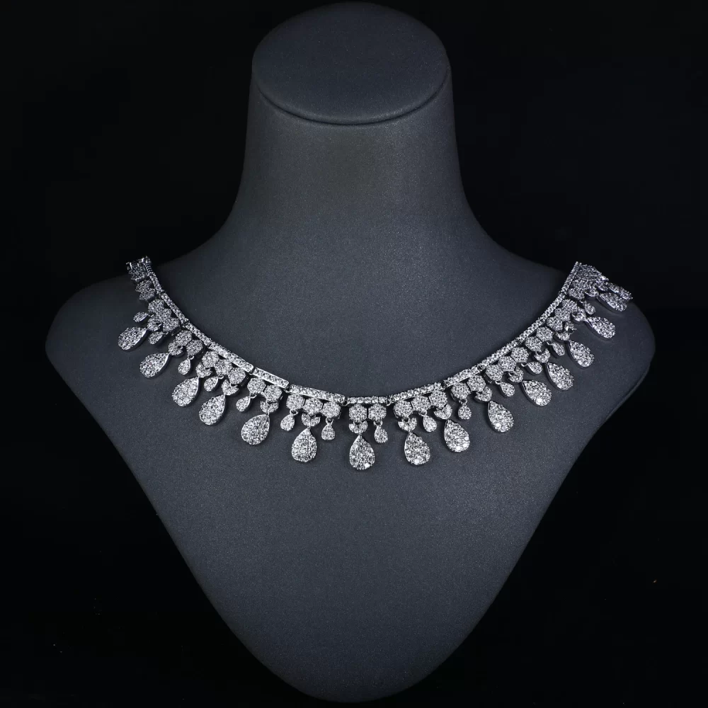 4pcs Platinum Plated XOXO Luxury CZ Zircon Dubai Necklace Set Jewellery Arabia Indian Wedding Bridal Jewelry Sets - Image 2