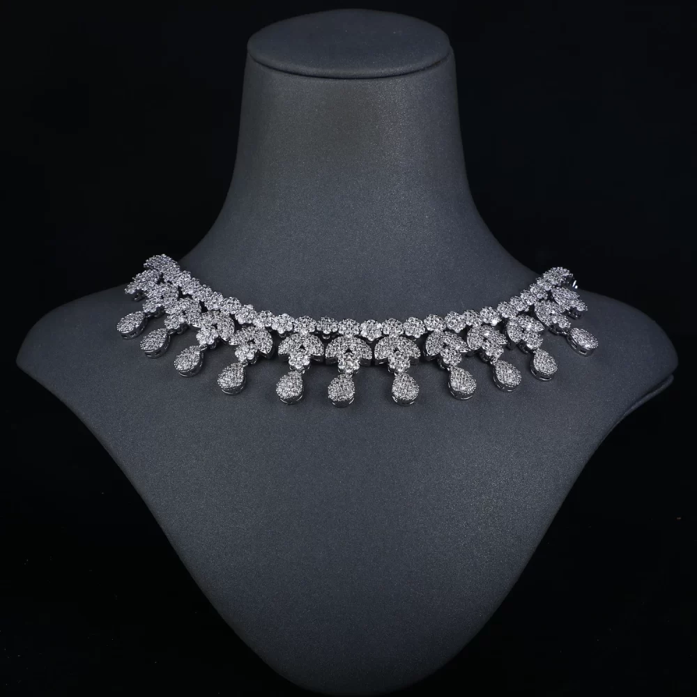 4pcs CZ Necklace Set Wedding Accessories Jewellery Diamond American Luxury Bridal Jewelry Sets - Image 2