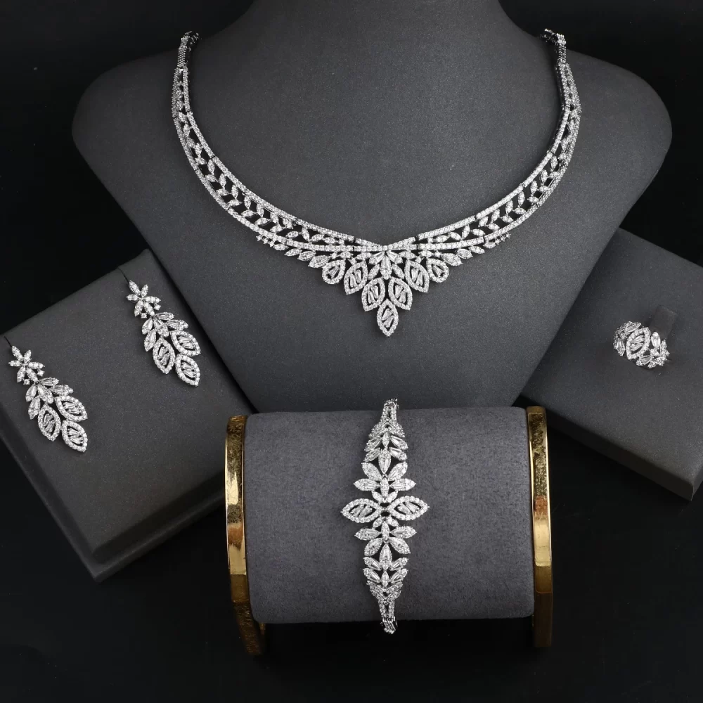 AAA Cubic Zirconia Luxury Necklace Set Jewelry Dubai Nigeria Fashion Saudi Arabia Wedding accessories Bridal Jewelry Set