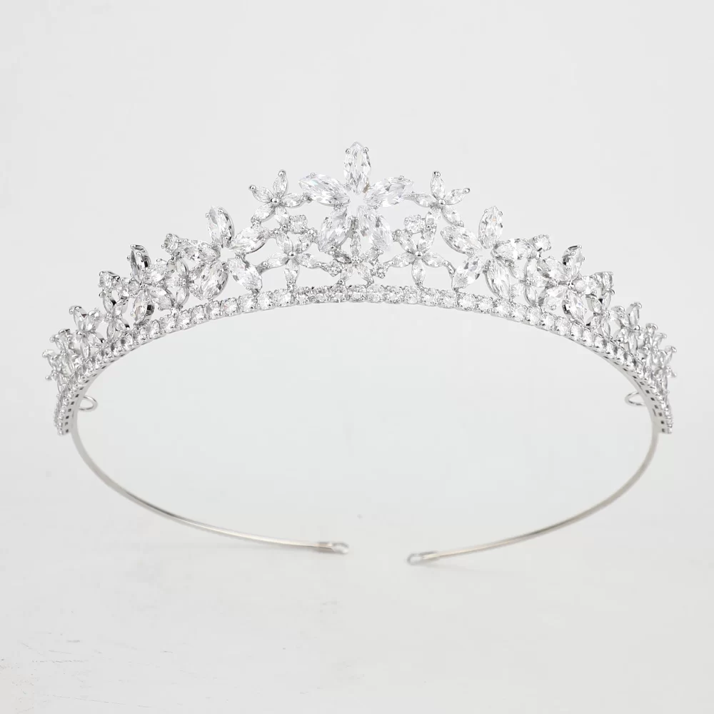 Platinum Plated Cubic Zircon Crowns Bridal Hair Accessories Wedding Tiaras And Crown Bride Tiara in Head Hair Jewelry For Women - Image 3