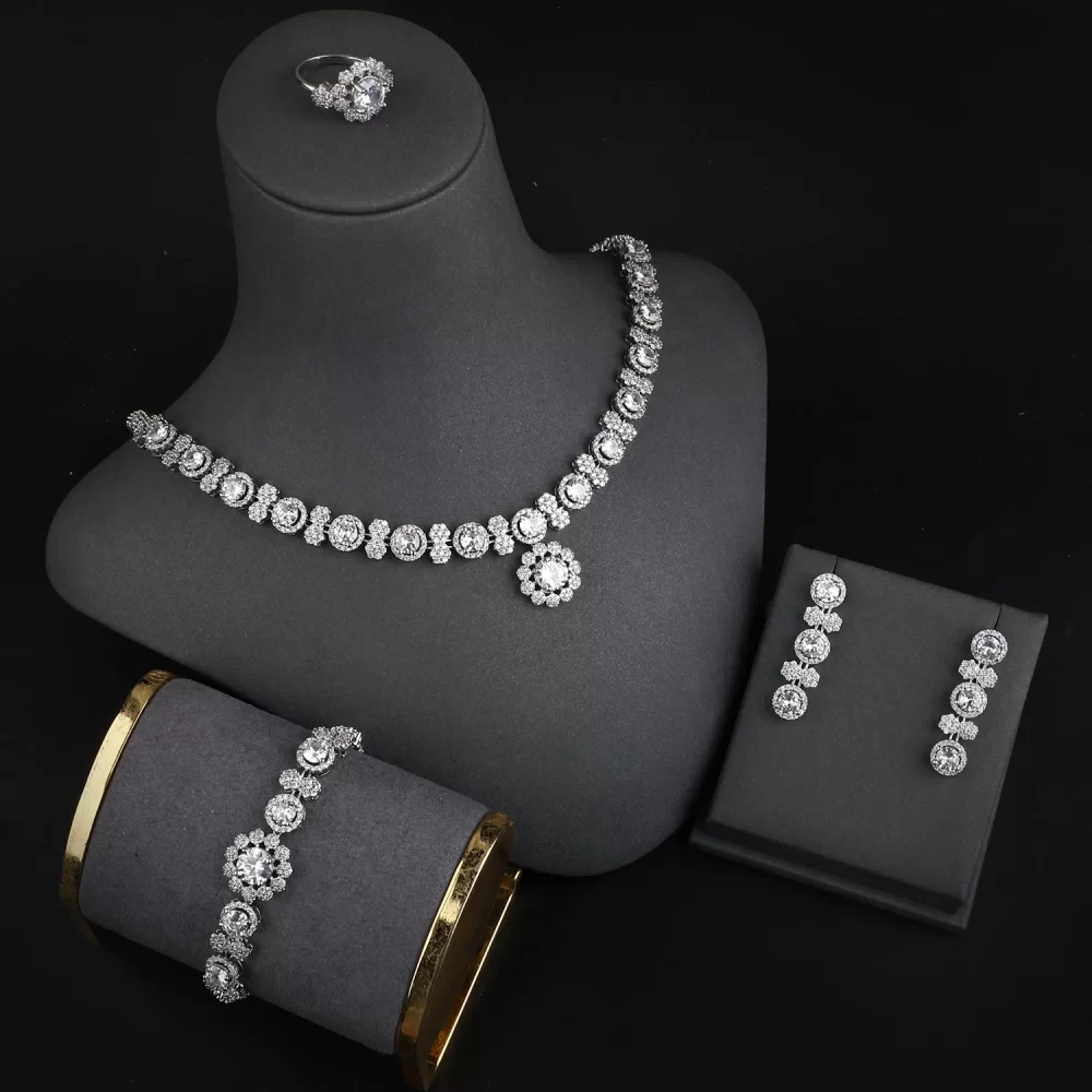 2024 High Quality Assurance Luxury CZ Zircon African Jewelry Set XOXO Exquisite Wedding Jewelry Set For Bridal - Image 2