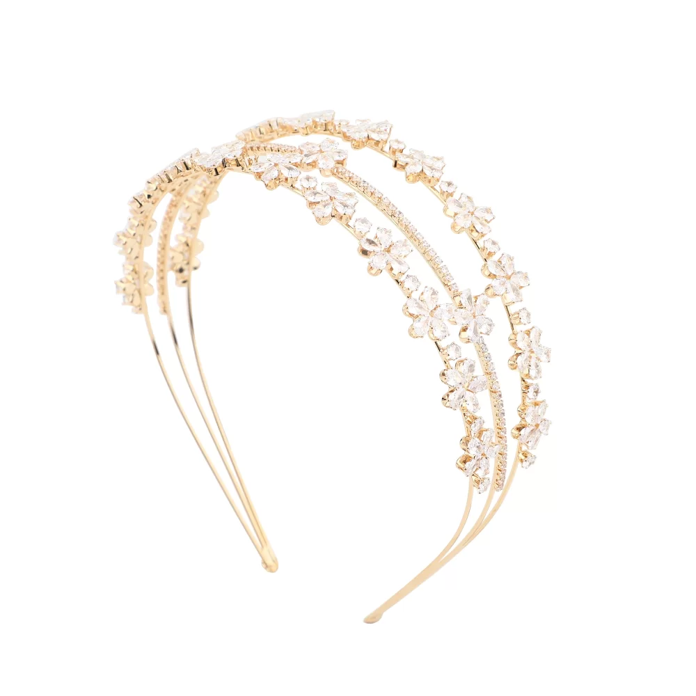 Platinum Plated/24K Gold Plated Zircon Bridal Jewelry Hair Accessories Flower Metal Headband for Women Hairbands - Image 4