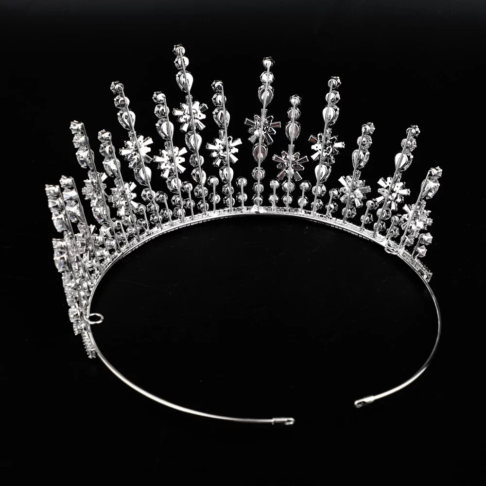 Platinum Plated Cubic Zirconia Crowns Bridal Hair Accessories Wedding Tiaras And Crowns in Head Jewelry Pageant Prom Crown Large - Image 6