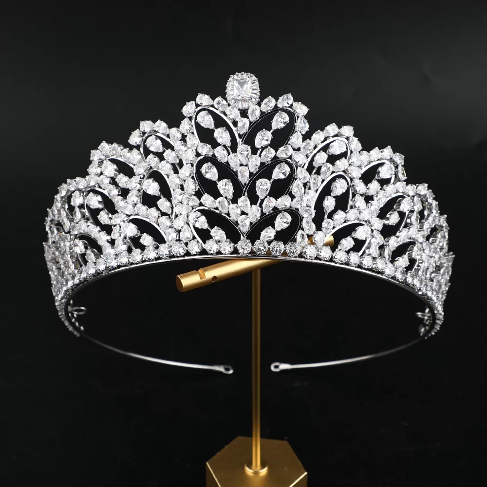 Trendy Zircon Gold Plated Crowns Bridal Hair Accessories Tiara in Hair Jewelry Wedding Crown - Image 3