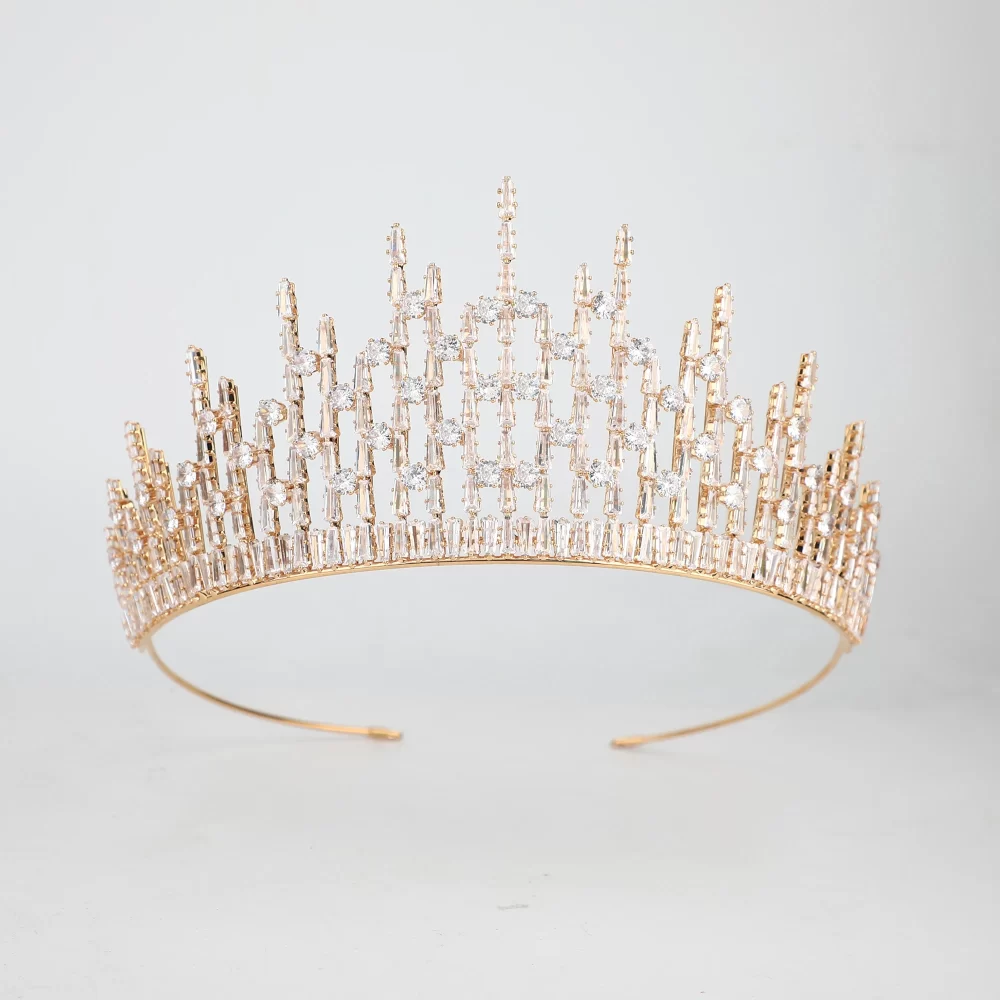 Platinum Plated/ Gold Plated Luxury Bridal Hair Accessories Wedding Bride Tiara Miss World Pageant Crowns Large Queen King Crown - Image 3