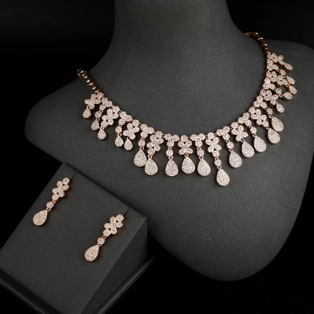 Gold plated fashion jewelry sets for woman necklace and earring sets Dubai bridal wedding jewelry sets jewellery - Image 2