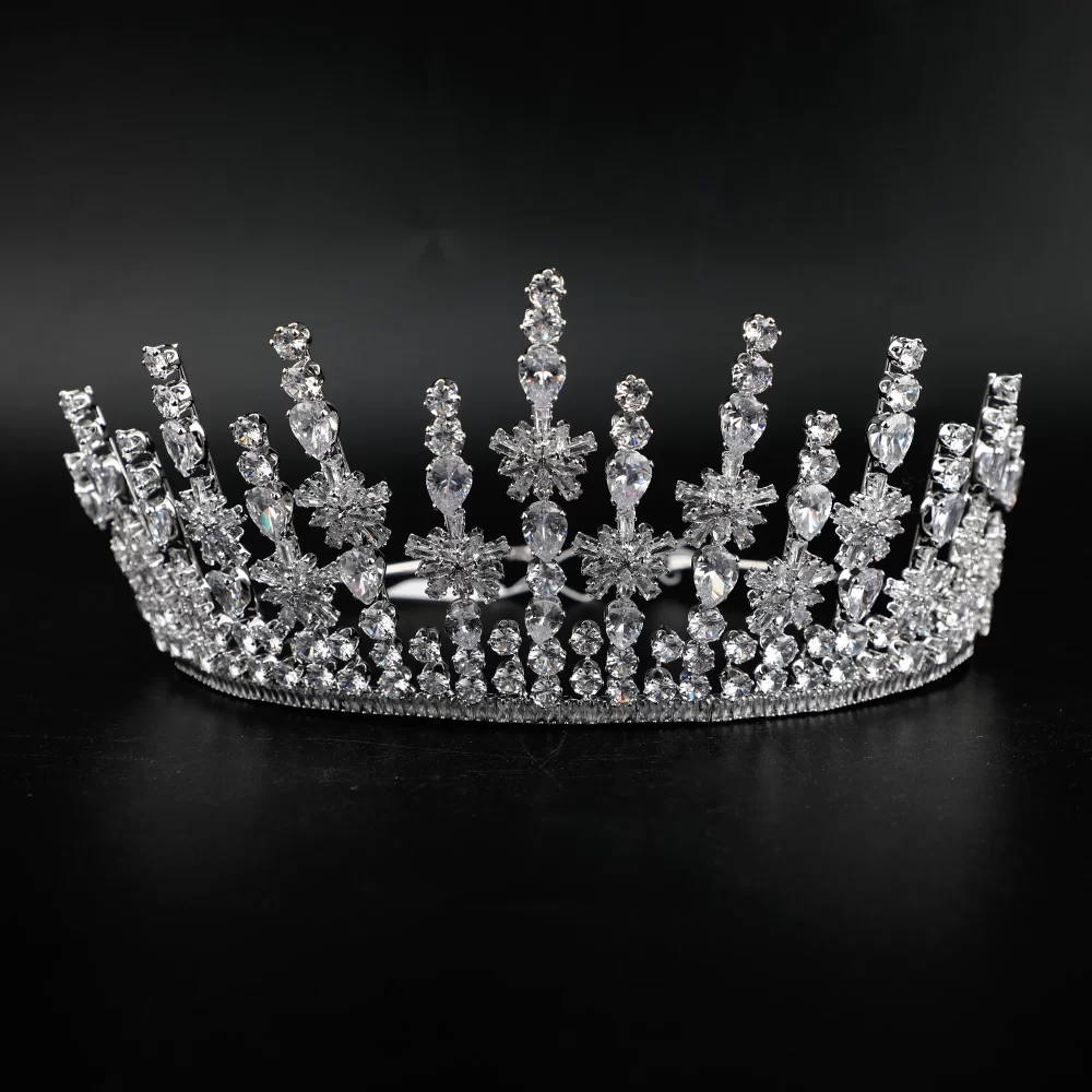 Platinum Plated Cubic Zirconia Crowns Bridal Hair Accessories Wedding Tiaras And Crowns in Head Jewelry Pageant Prom Crown Large - Image 4