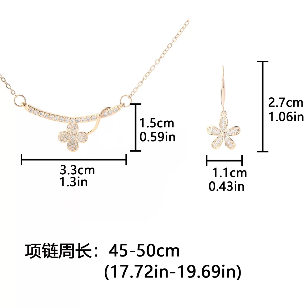 CZ Micro Pave Zircon Charm Flower Necklace And Earring Sets For Women And Girls Gold Plated Fashion Jewelry Sets - Image 5