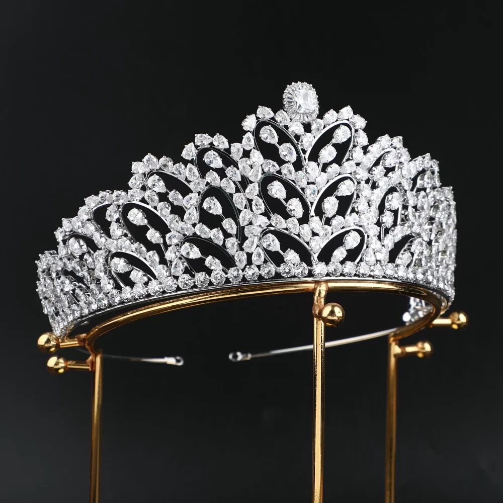 Trendy Zircon Gold Plated Crowns Bridal Hair Accessories Tiara in Hair Jewelry Wedding Crown - Image 5