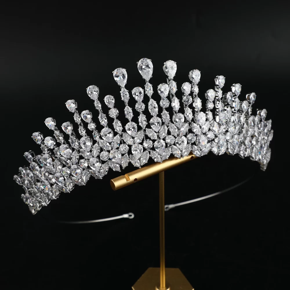 Platinum Plated Gold Plated Luxury Full Zircon Women Head Crowns Bridal Hair Accessories Tiara Bride Wedding Crown - Image 2