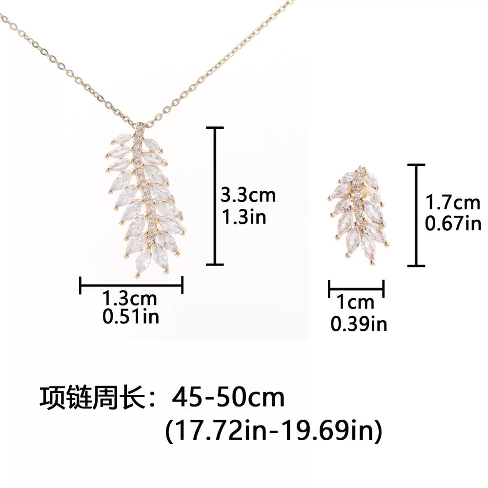 Fashion Gold Plated Jewelry Sets Zirconia Ear Of Wheat Shape Pendant Necklace And Earring Sets Women - Image 6