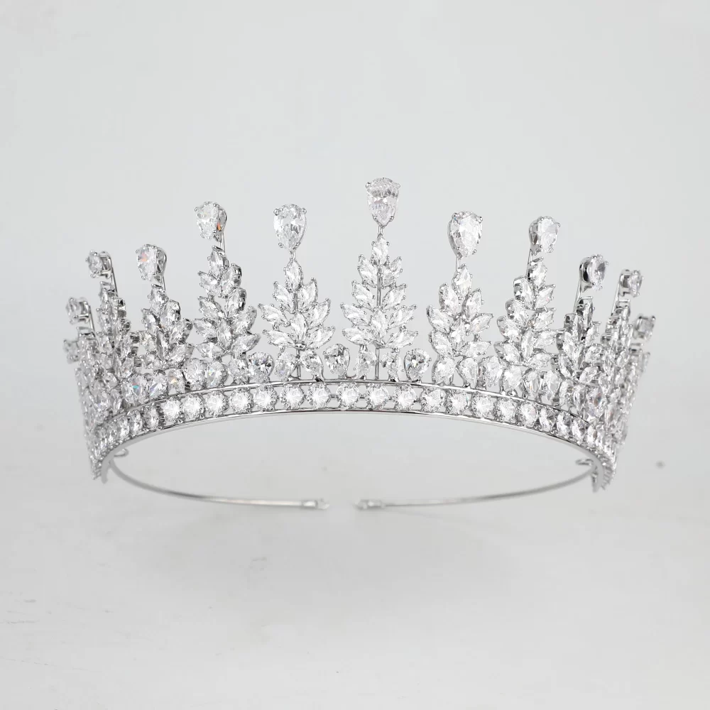 Platinum Plated Luxury Bridal Crown Wedding Hair Accessories in Hairbands Women Bride Tiara Miss Universe Head Crowns And Tiaras - Image 2