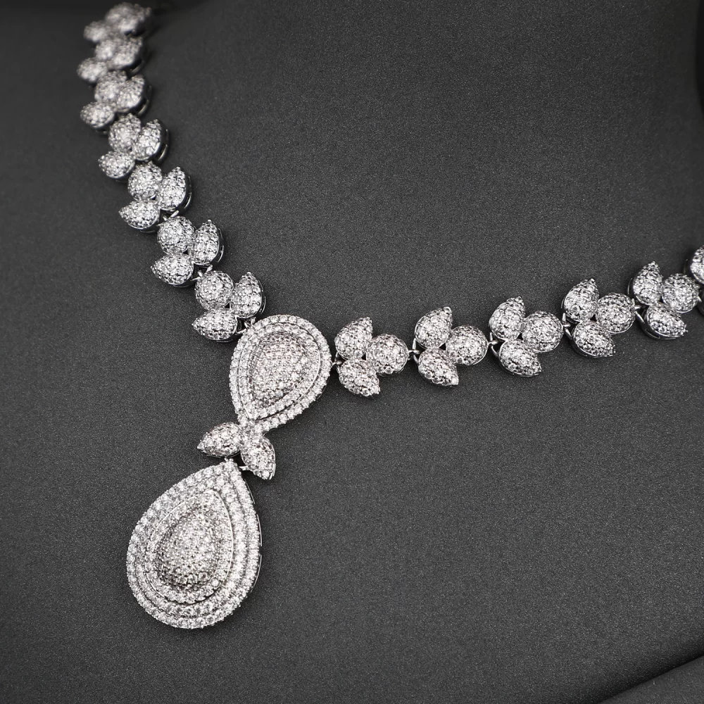 4 in 1 Luxury Hot Sale African Necklace Set Earrings Shinning CZ Zirconia Prom Wedding Accessories Bridal Jewelry Sets - Image 3