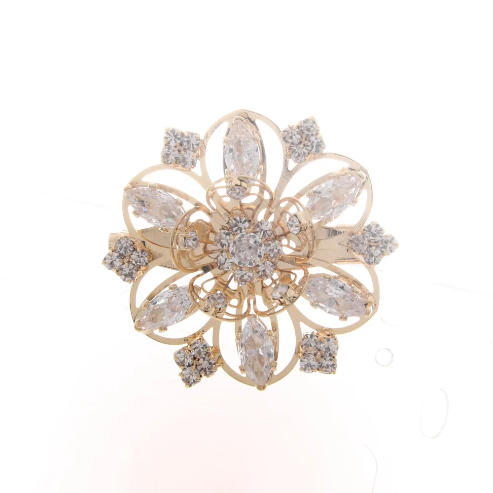 Fashion Jewelry Bling Zircon Gold Plated Hollow 3D Flower Brooches Luxury Women Brooch Pin - Image 2