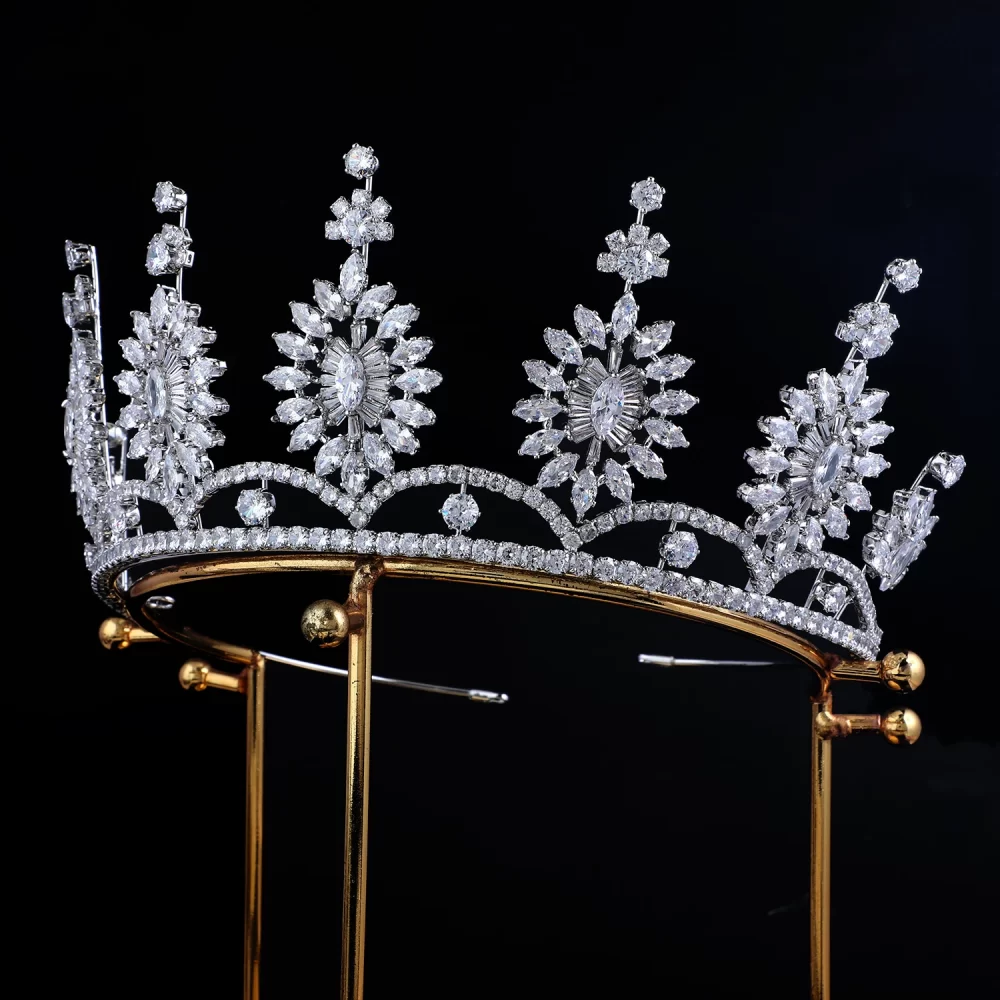 Platinum Plated/ 24K Gold Plated Zircon Crown Wedding Tiaras and Crowns Bridal Tiara in Hair Jewelry Miss Universe Pageant Crown - Image 2