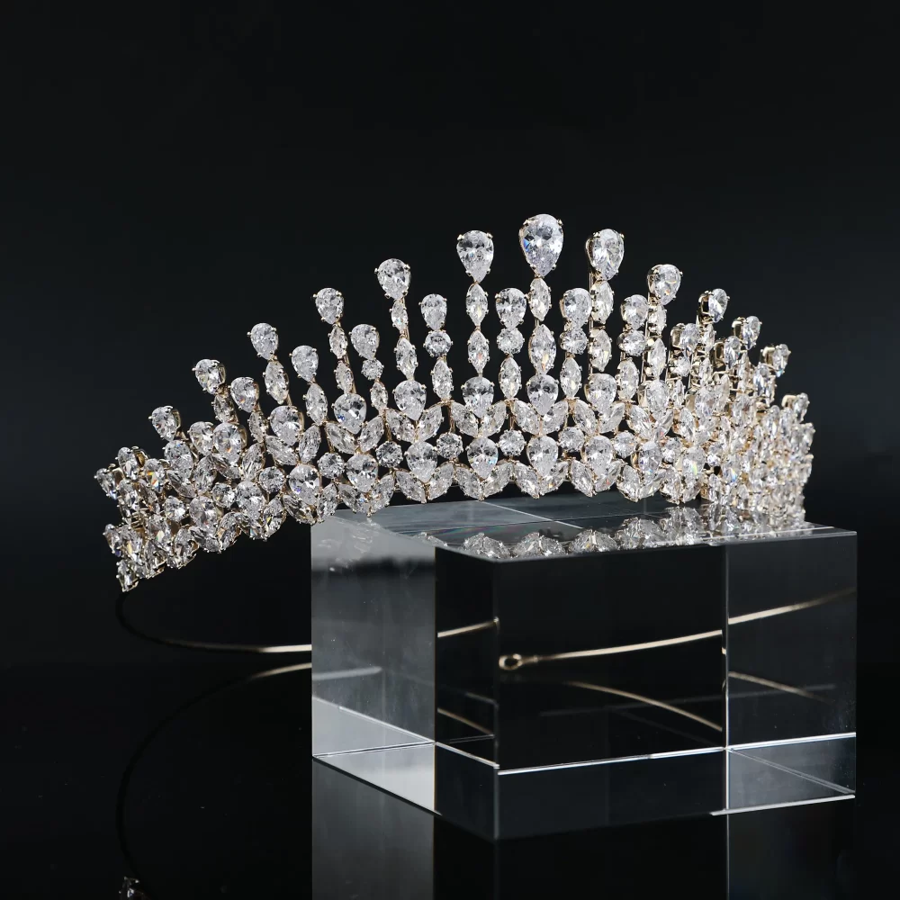 Platinum Plated Gold Plated Luxury Full Zircon Women Head Crowns Bridal Hair Accessories Tiara Bride Wedding Crown - Image 4