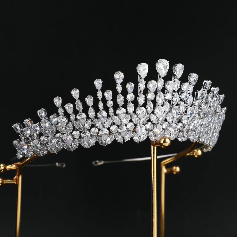 Platinum Plated Gold Plated Luxury Full Zircon Women Head Crowns Bridal Hair Accessories Tiara Bride Wedding Crown - Image 6