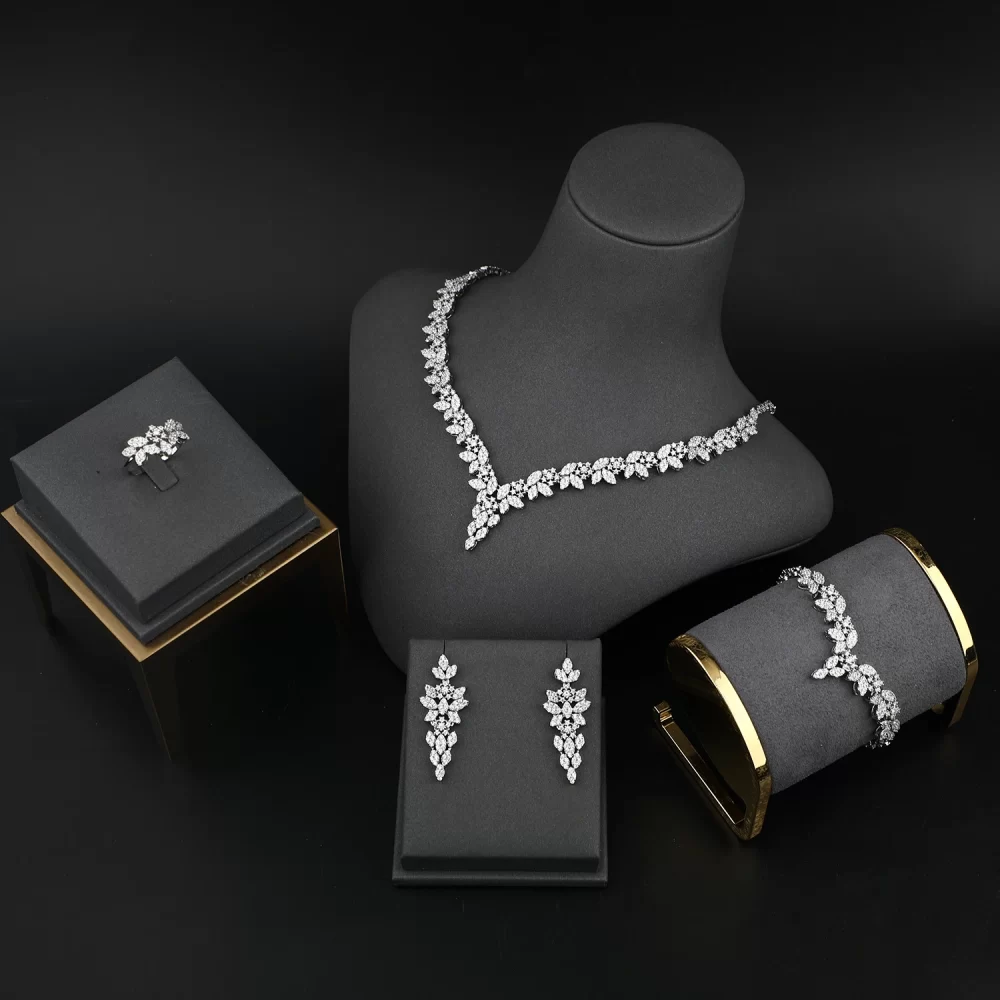 Exquisite Fine 4-Piece Necklace Set Jewelry Women AAA Cubic Zirconia Luxury Wedding Accessories Bridal Jewelry Sets - Image 6