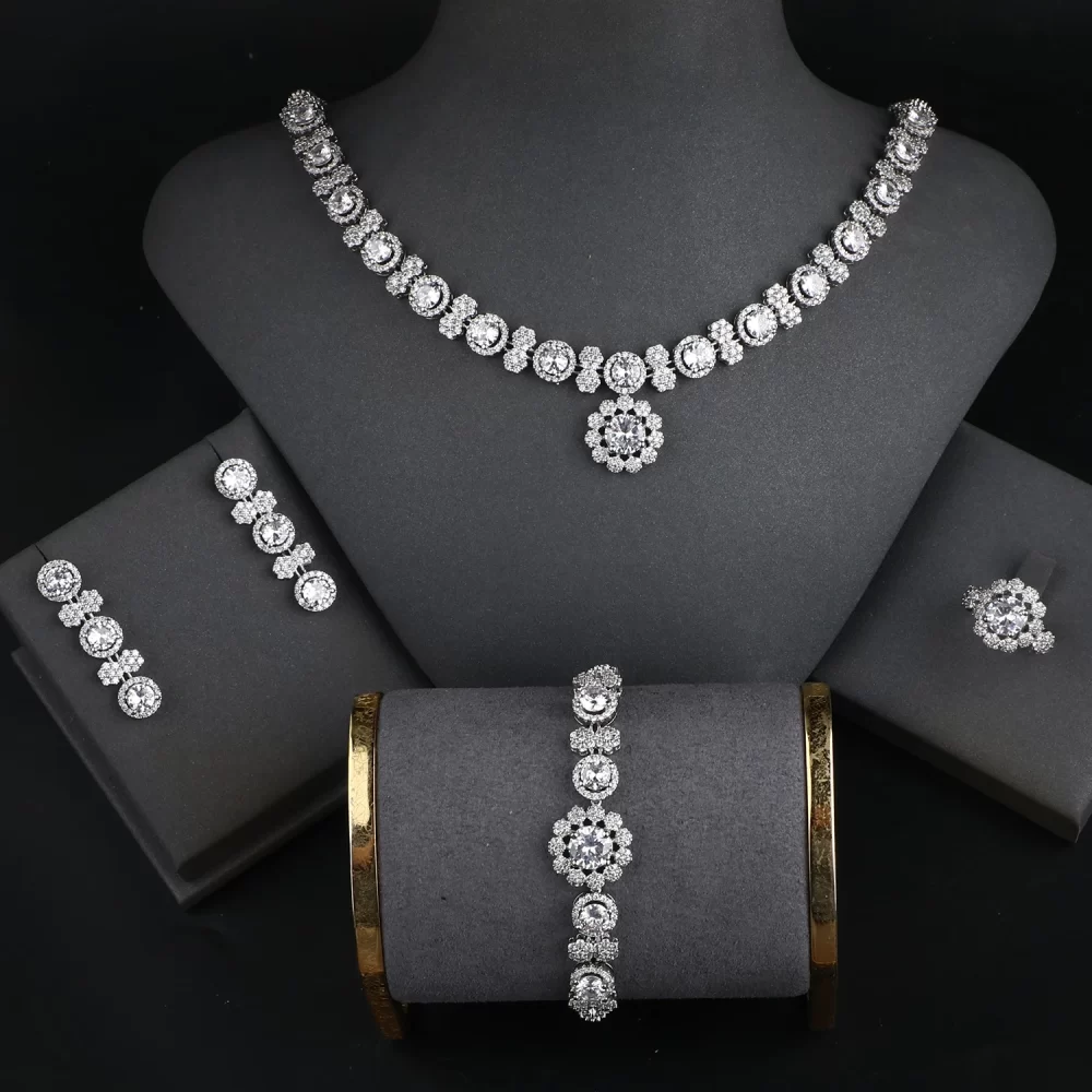 2024 High Quality Assurance Luxury CZ Zircon African Jewelry Set XOXO Exquisite Wedding Jewelry Set For Bridal