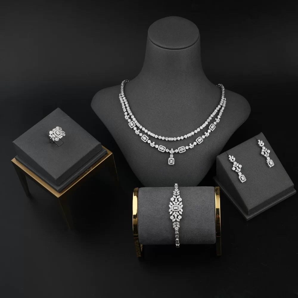 4piece Exquisite Cubic Zirconia Necklace Bracelet Ring Earring Set Women Luxury African Jewelry Sets Bridal Wedding Jewelry Set - Image 2