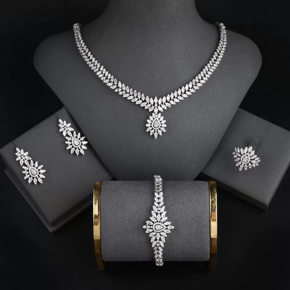 4pcs Zircon Jewellery Sets Luxury Big Pendant Earrings Necklace Set Jewelry Women Wedding Bridal Jewelry Set