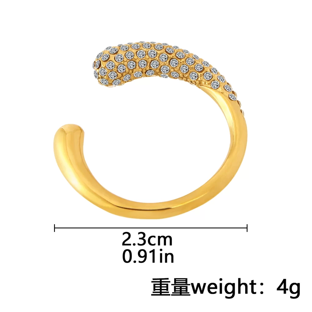 18K Gold Plated Shiny CZ Zircon Simple Rings For Girls Adjustable Open Stainless Steel Rings Jewelry Women - Image 6