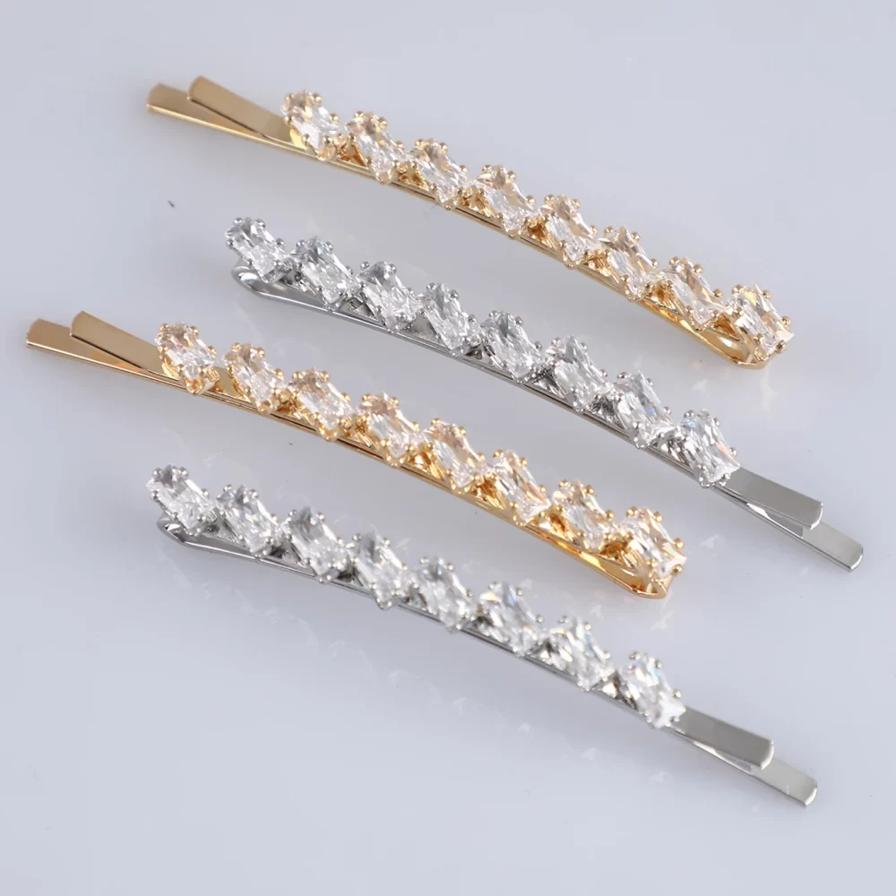 fashion sparkling zircon stone hair clips and pins for women hijab brooch diamante hairpin