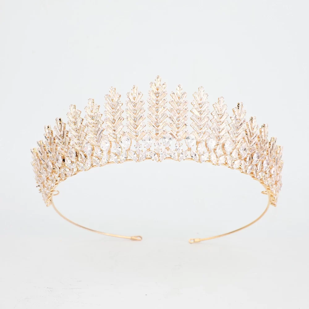 Platinum Plated/Gold Plated Luxury Zircon Crown High Quality Handmade Bridal Hair Accessories Wedding Tiaras And Crowns Women - Image 2