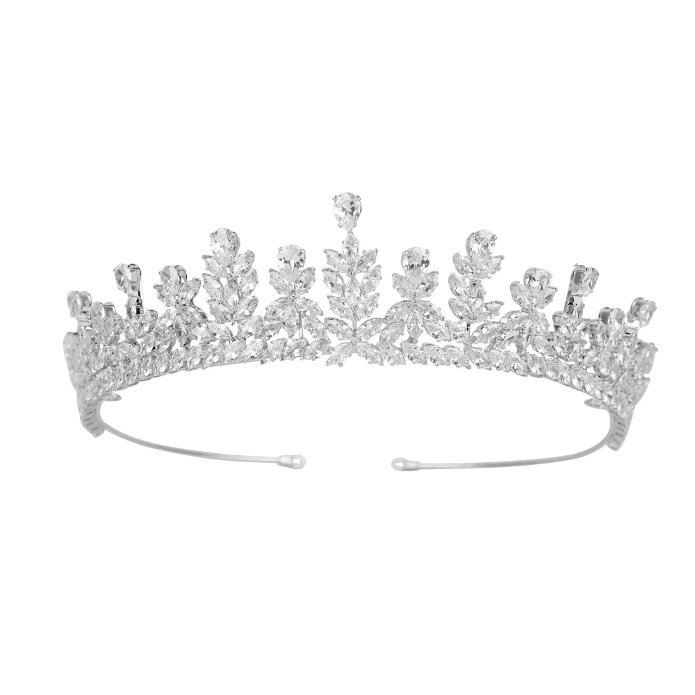 Platinum Plated/ Gold Plated Dainty Jewelry Zircon Crown for Wedding Hair Accessories Headpiece Wedding Tiaras and Bridal Tiara