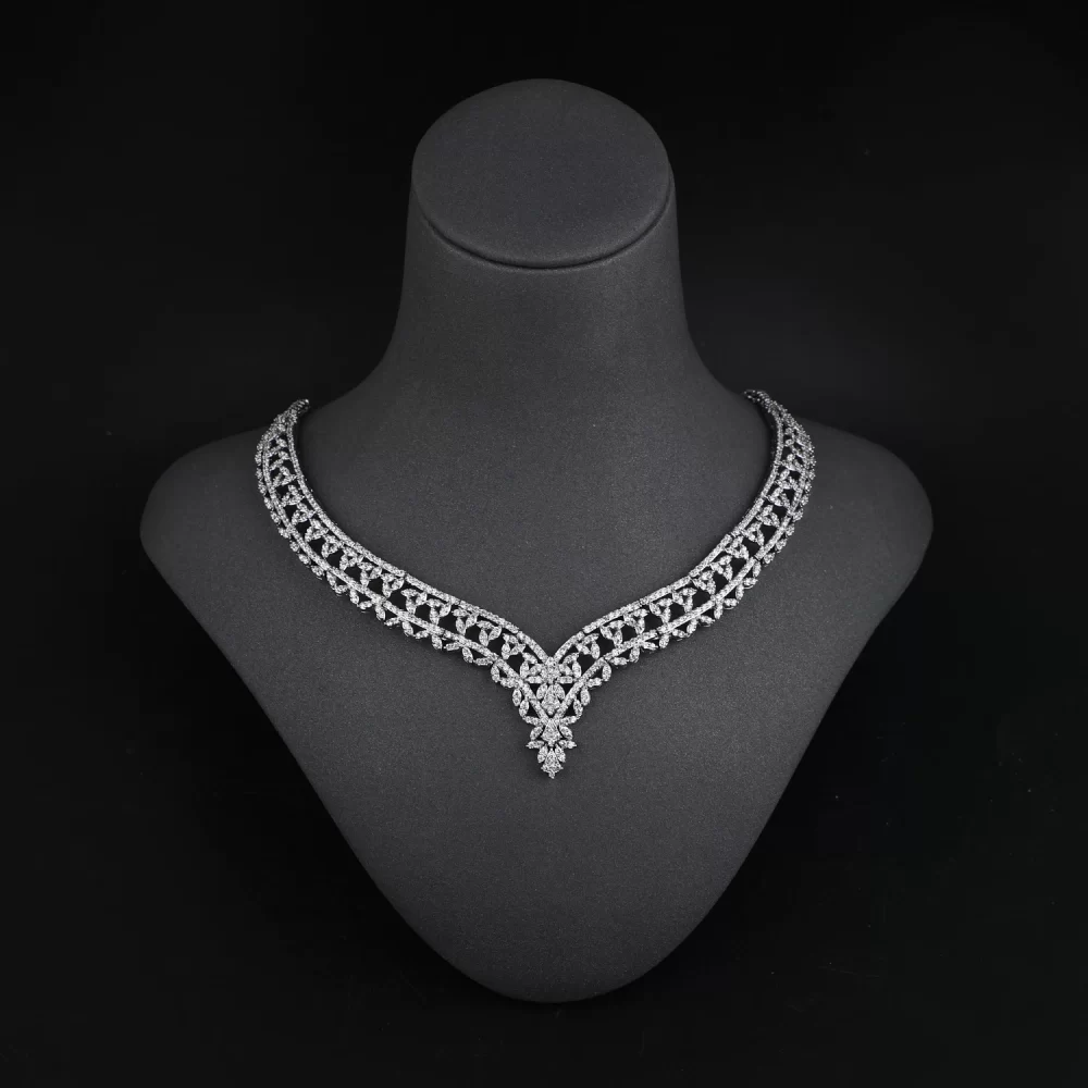 2024 Fashion Women's Jewellery Set 4 piece set of Zircon Necklace Earrings Party Wedding Dress Accessories Bridal Jewelry Set - Image 3