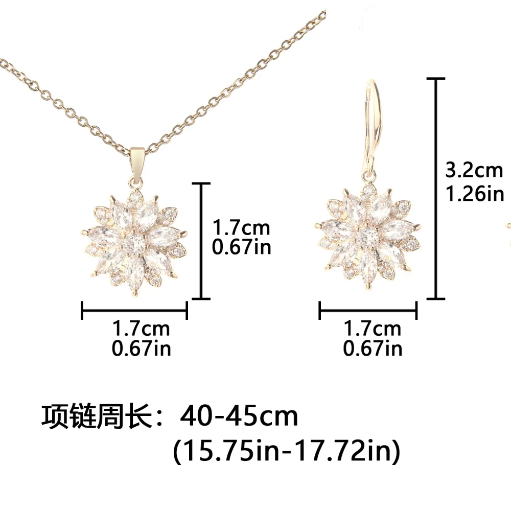 Fashion Creative Multilayer Petal 3D Flower Pendant Necklace And Earring Sets Elegant Jewelry Set For Women - Image 5