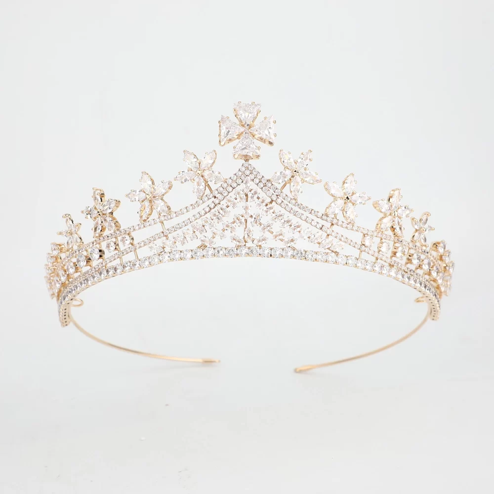 Platinum Plated/ Gold Plated Bridal Tiara Wedding Hair Accessories Bride Crown Diadem Zircon Crowns And Tiaras in Head Jewelry - Image 3