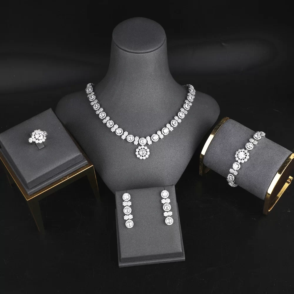 2024 High Quality Assurance Luxury CZ Zircon African Jewelry Set XOXO Exquisite Wedding Jewelry Set For Bridal - Image 6